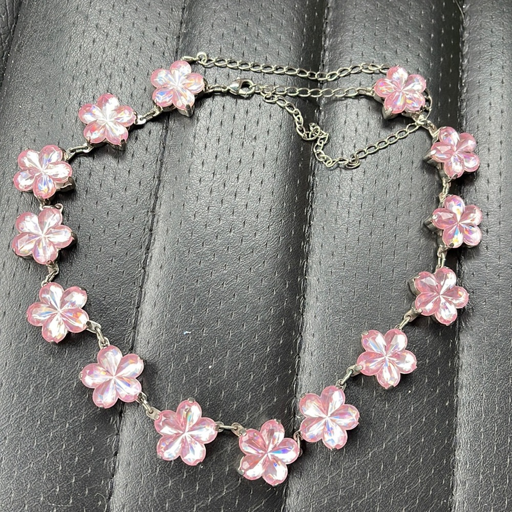 Flower Statement Choker Necklace - image 1